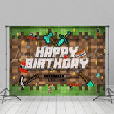 Minecraft Pixel Large Sandbox Theme Game Backdrop For Miner Party